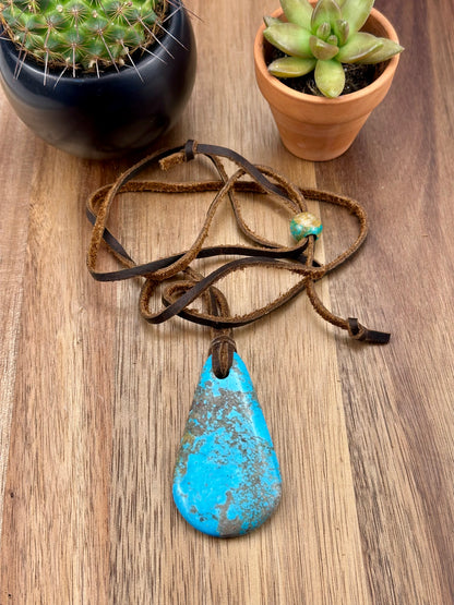 Leather Kingman Adjustable Slab Necklace