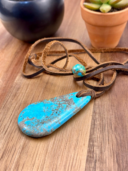 Leather Kingman Adjustable Slab Necklace