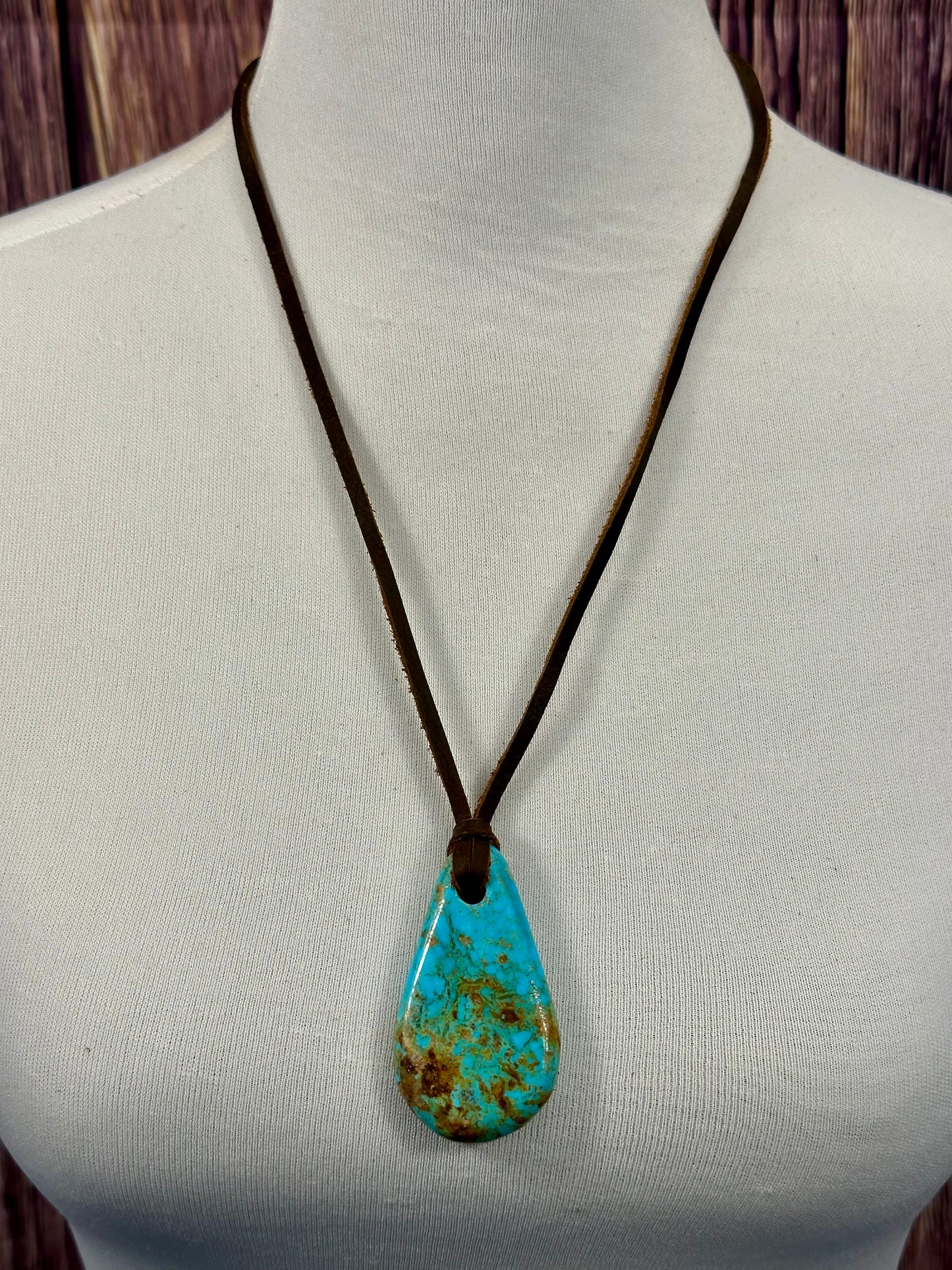 Leather Kingman Adjustable Slab Necklace