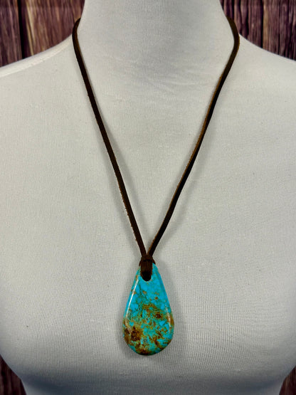 Leather Kingman Adjustable Slab Necklace