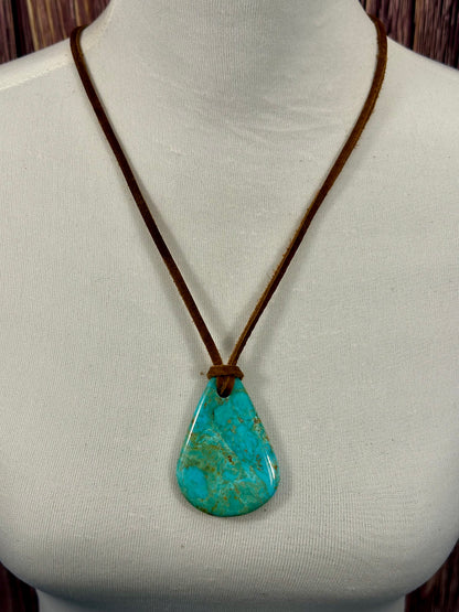 Leather Kingman Adjustable Slab Necklace