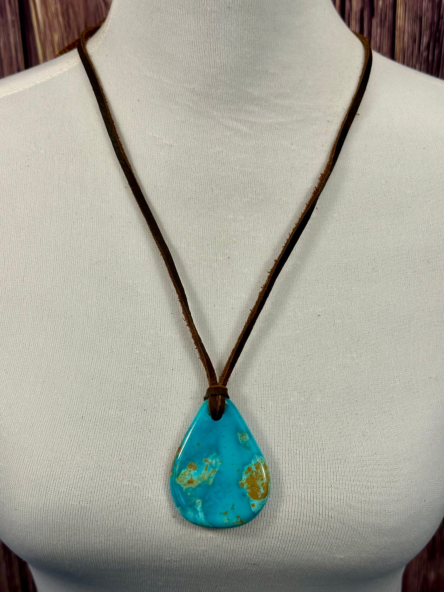 Leather Kingman Adjustable Slab Necklace
