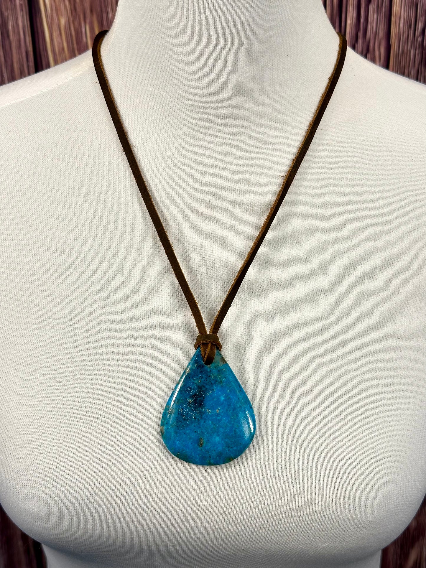 Leather Kingman Adjustable Slab Necklace