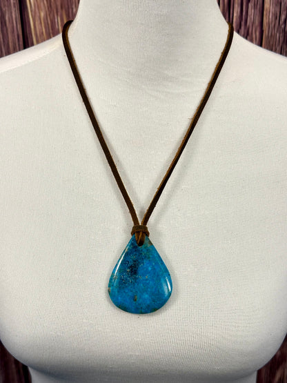 Leather Kingman Adjustable Slab Necklace
