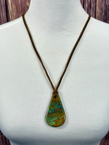 Leather Kingman Adjustable Slab Necklace