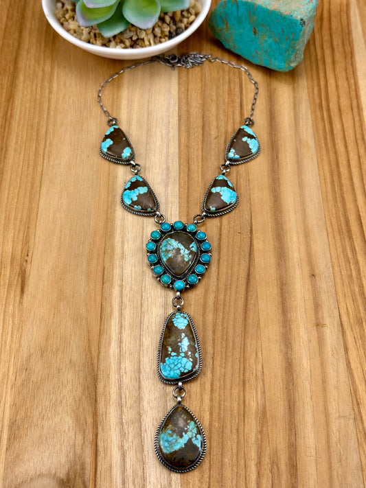 #8 Turquoise Cluster Sterling Silver Lariat