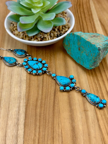 Kingman Turquoise Cluster Pendant Lariat