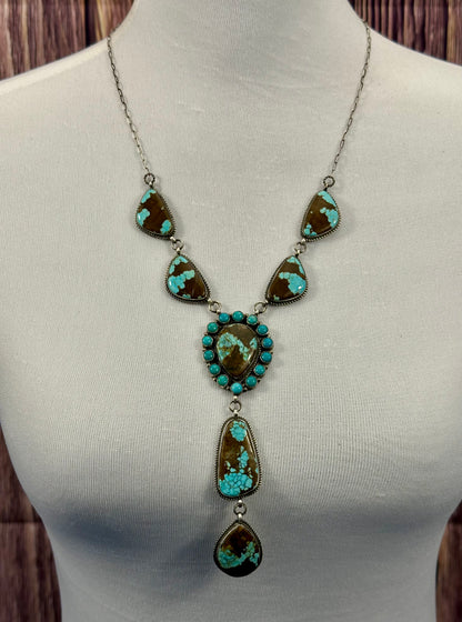 #8 Turquoise Cluster Sterling Silver Lariat
