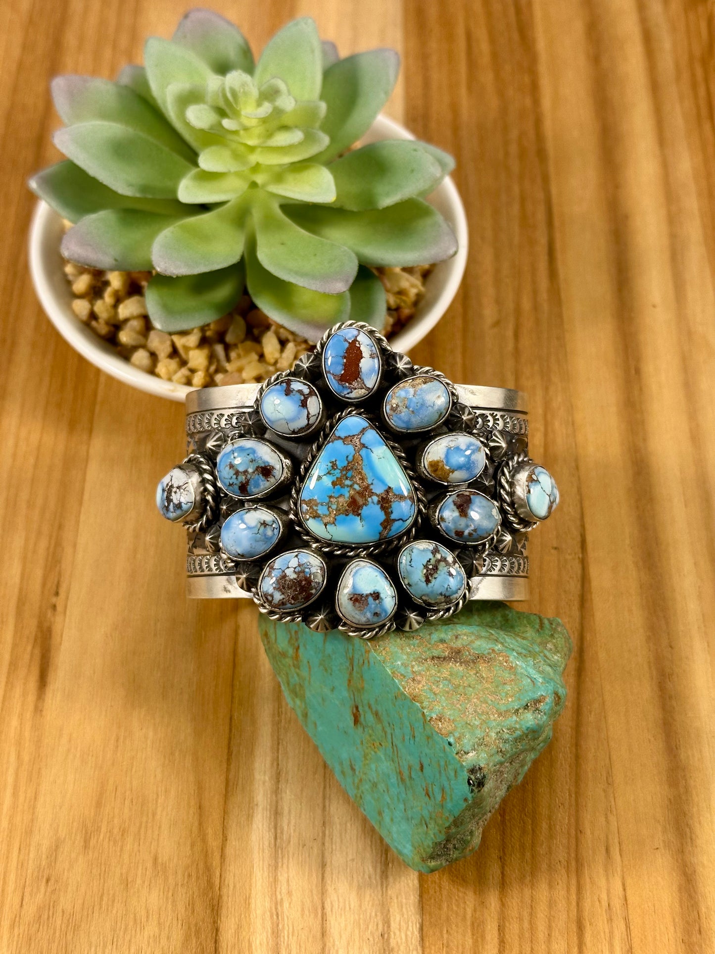 Golden Hills Floral Cluster Sterling Cuff