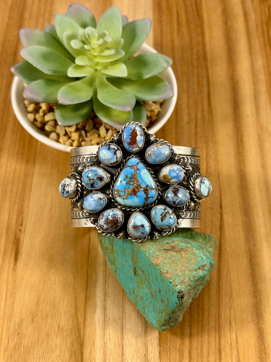 Golden Hills Floral Cluster Sterling Cuff
