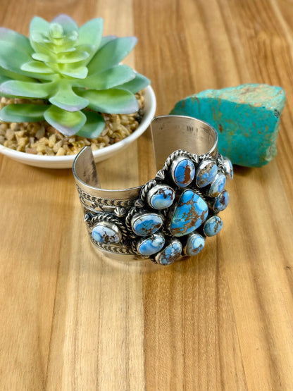 Golden Hills Floral Cluster Sterling Cuff
