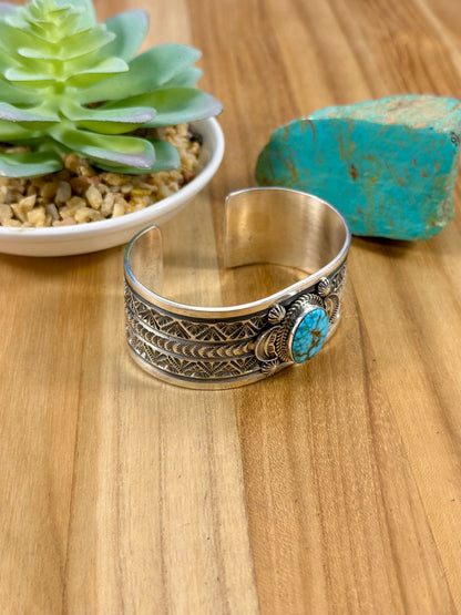 Kingman Turquoise Single Stone Cuff Bracelet