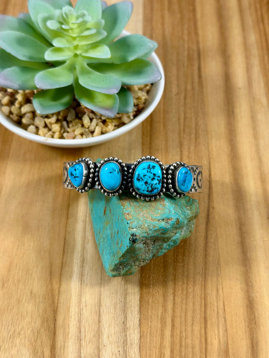 Kingman Turquoise 4 Stone Cuff Bracelet