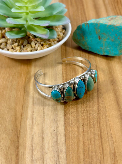 Kingman Turquoise 5 Stone Sterling Cuff