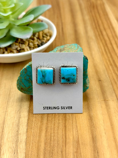 Kingman Turquoise Square Stud Earrings