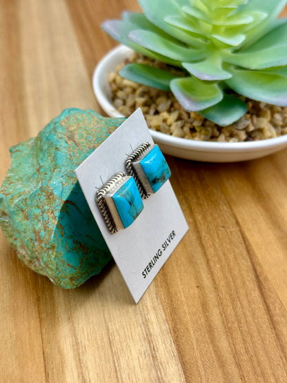 Kingman Turquoise Square Stud Earrings