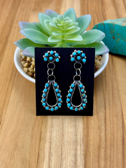 Kingman Turquoise Cluster Dangle Earrings
