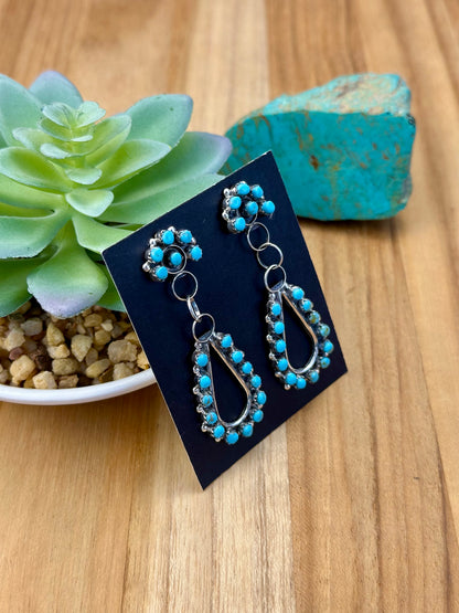 Kingman Turquoise Cluster Dangle Earrings