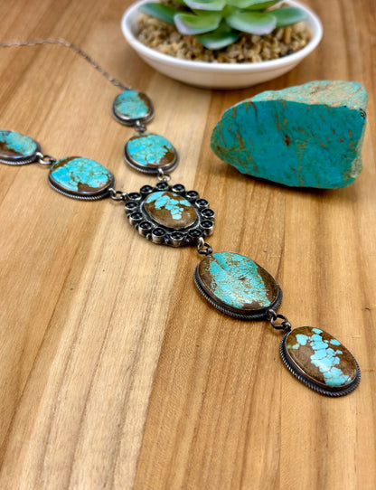 #8 Turquoise & Onyx Cluster Lariat