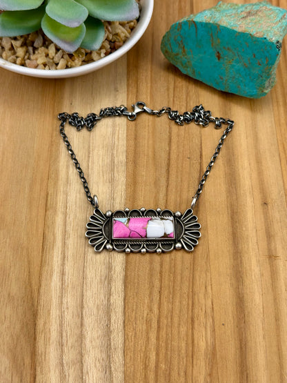 Cotton Candy Bar Sterling Silver Necklace