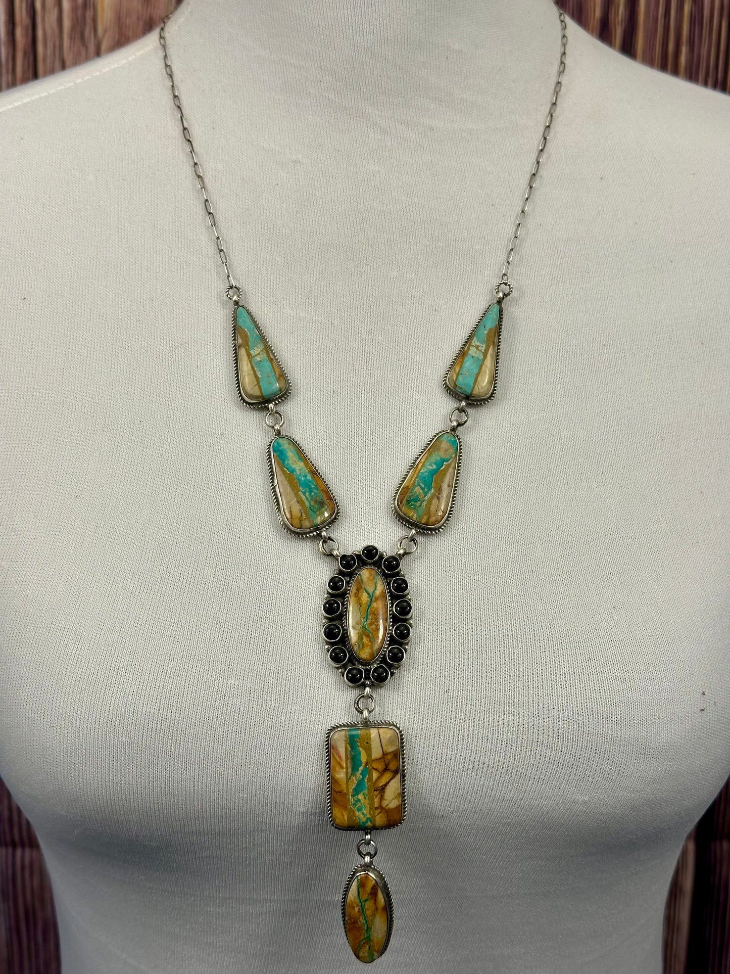 Royston Ribbon and Onyx Cluster Lariat
