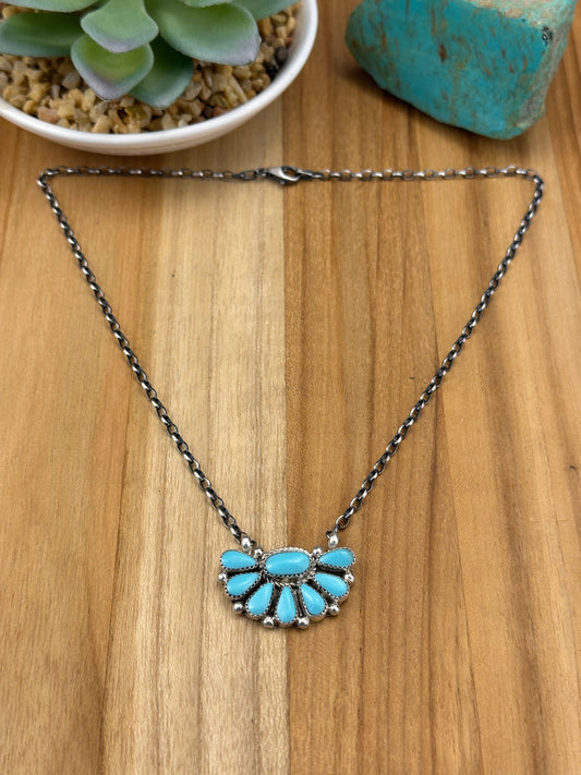 Kingman Turquoise Half Cluster Necklace