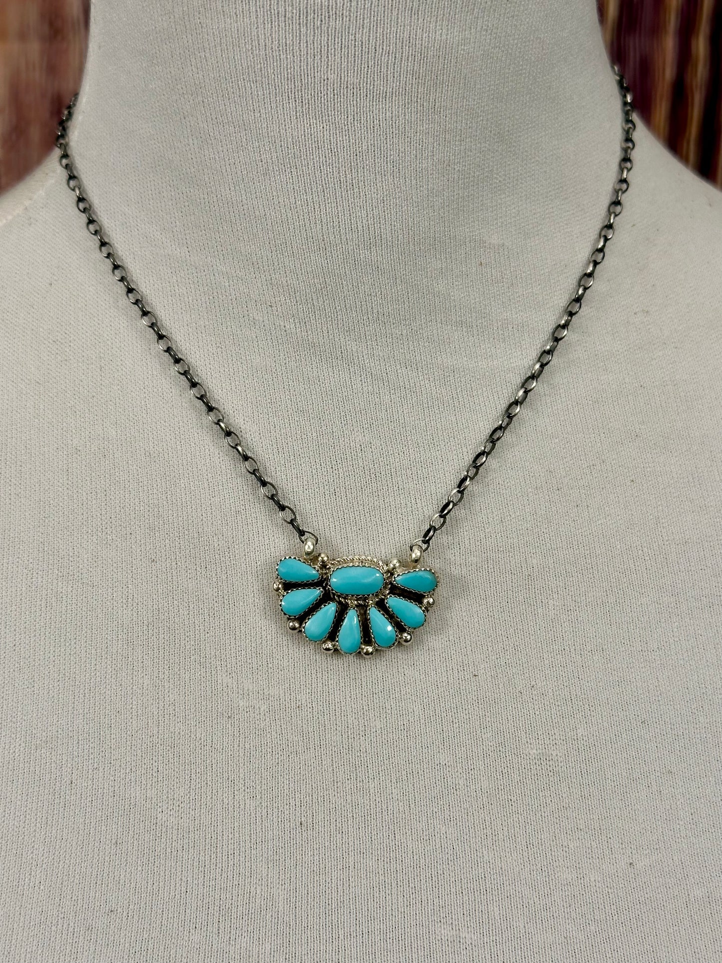 Kingman Turquoise Half Cluster Necklace
