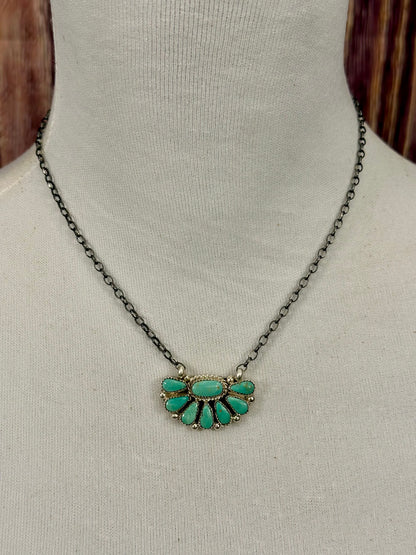 Kingman Turquoise Half Cluster Necklace