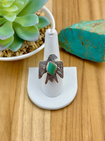 Kingman Turquoise Thunderbird Sterling Ring