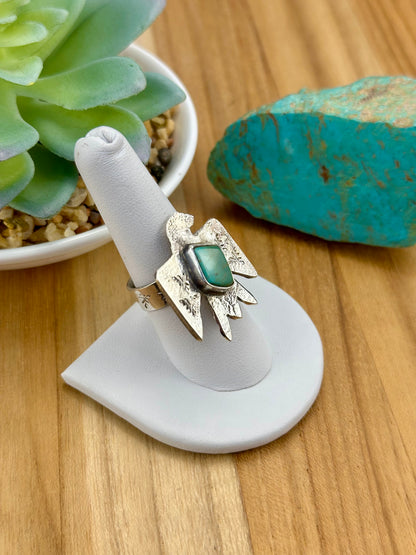 Kingman Turquoise Thunderbird Sterling Ring