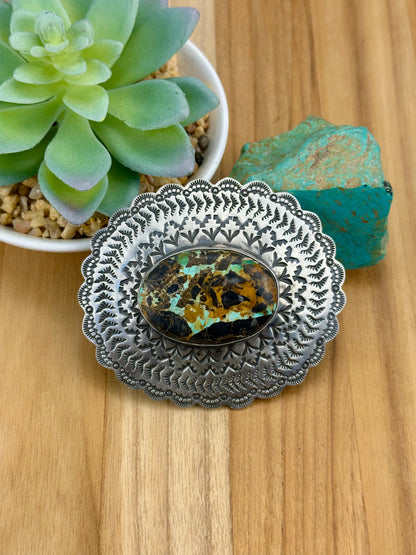 Blackjack Oval Sterling Silver Belt Buckle