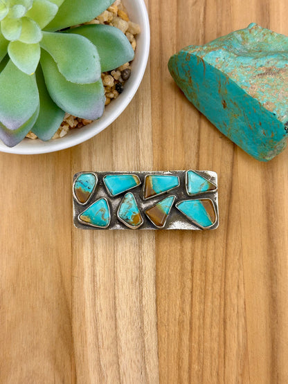 Kingman Turquoise Cluster Sterling Belt Buckle