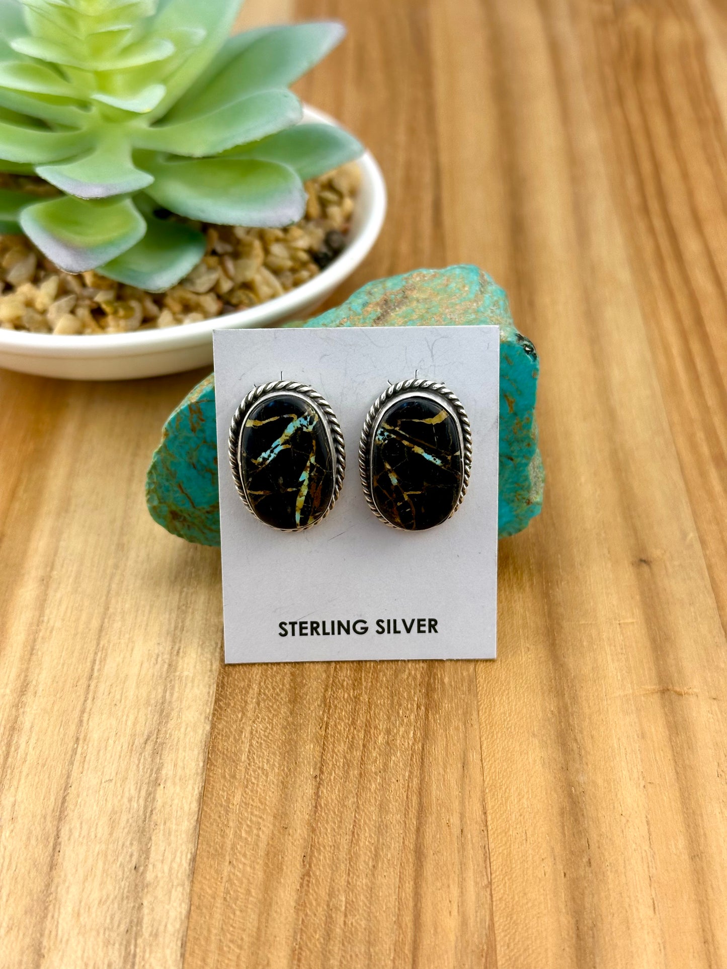 Blackjack Oval Sterling Silver Studs