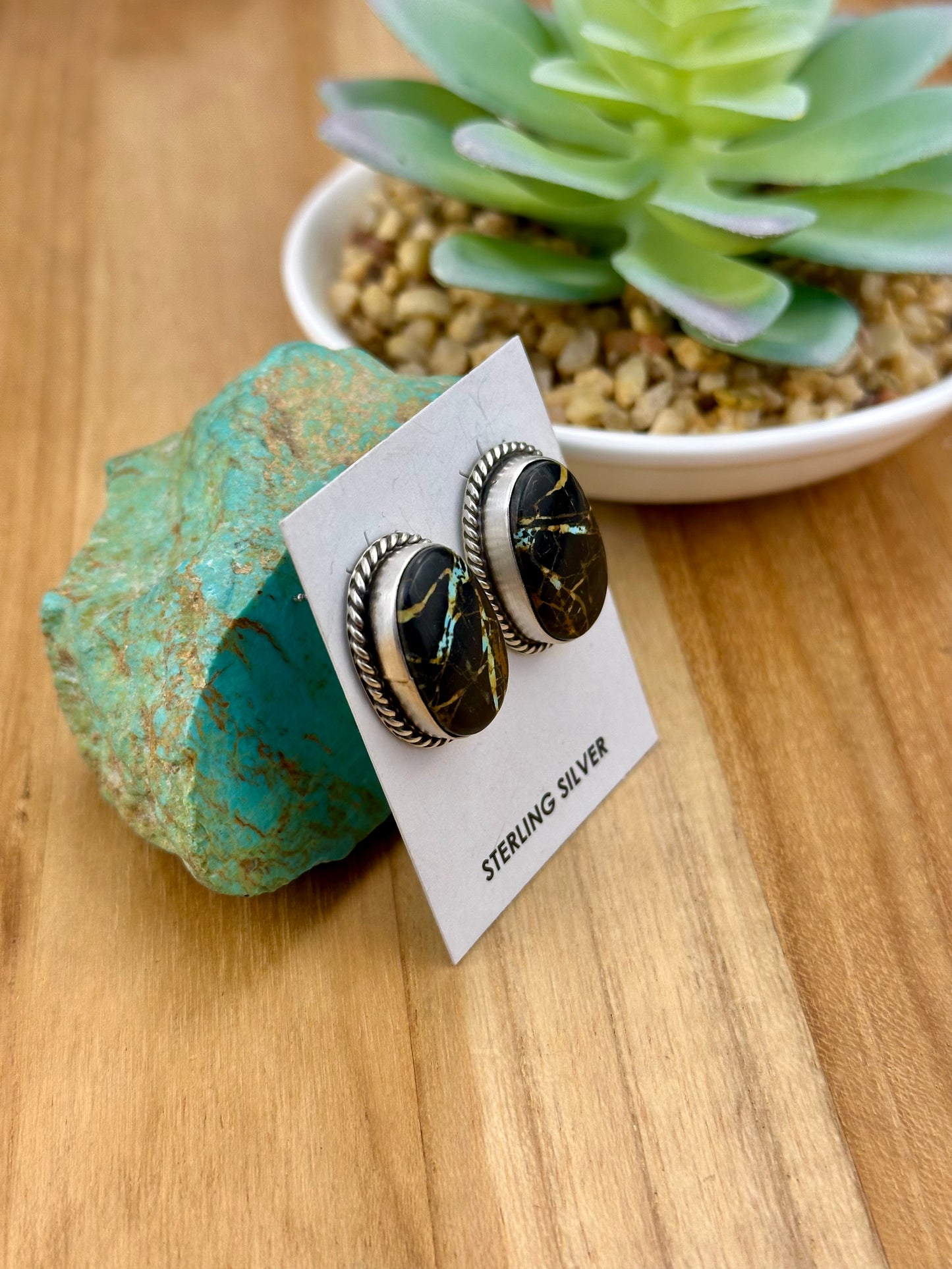 Blackjack Oval Sterling Silver Studs