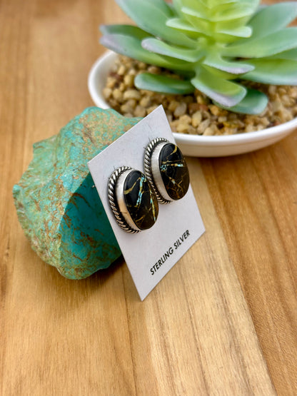 Blackjack Oval Sterling Silver Studs