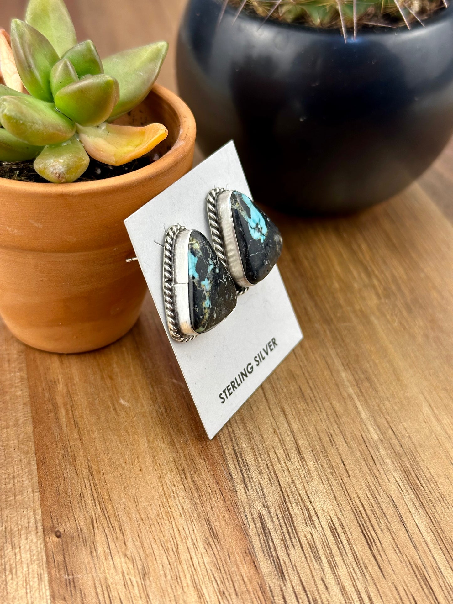 Blackjack Triangle Sterling Stud Earrings