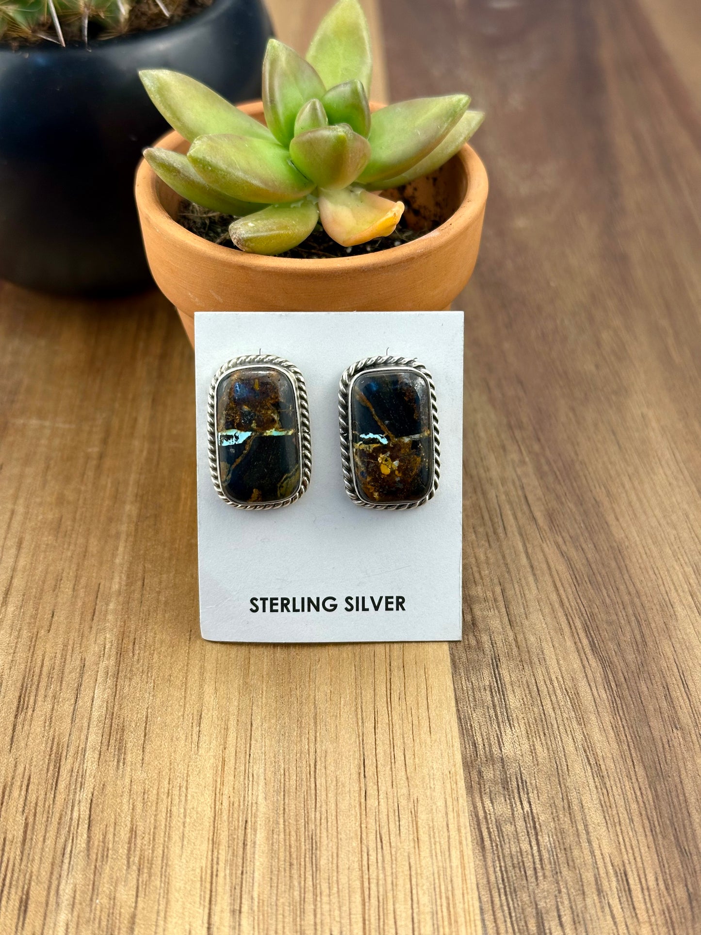 Blackjack Rectangle Stud Earrings