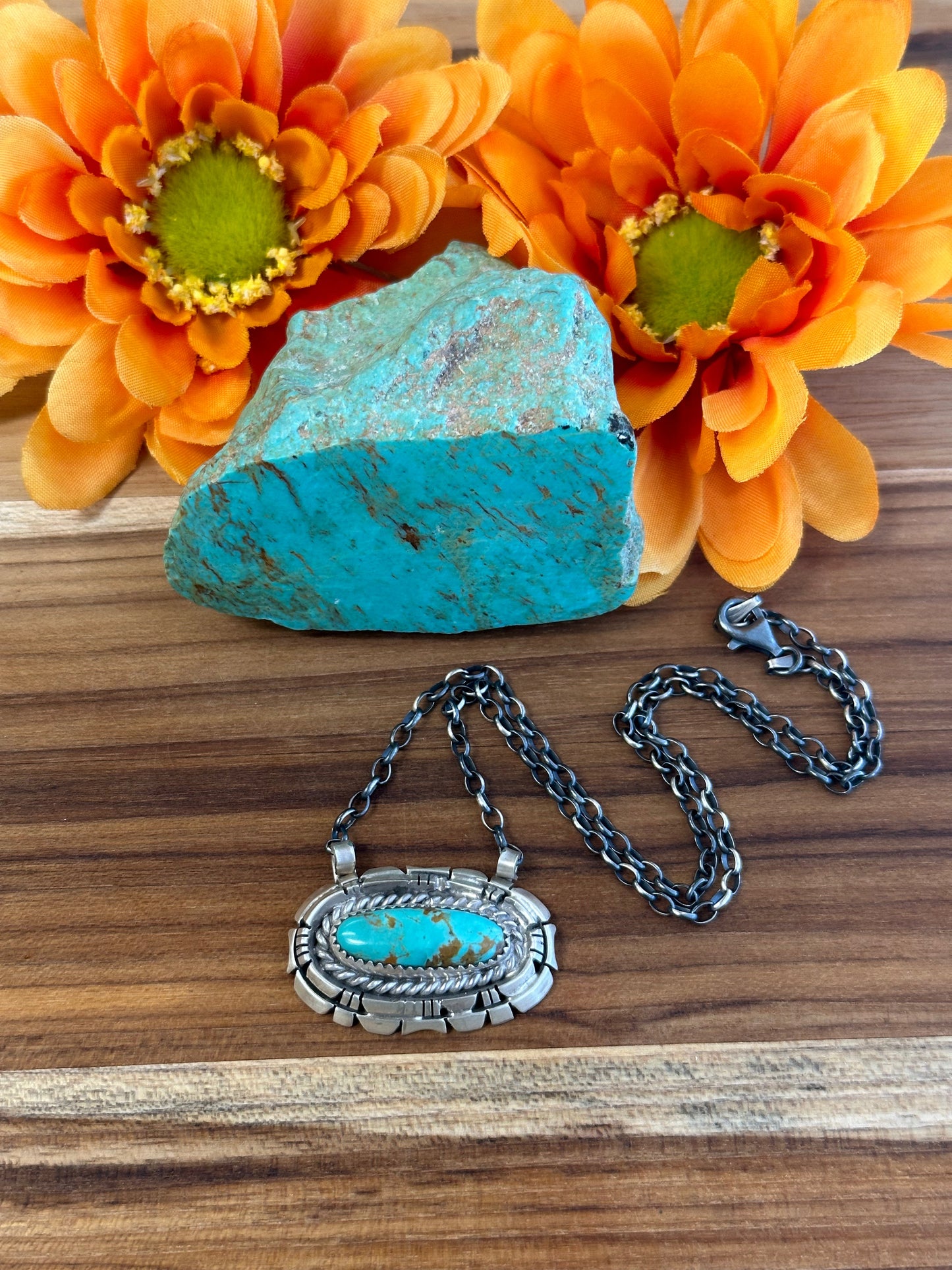 Kingman Turquoise Oval Sterling Silver Necklace
