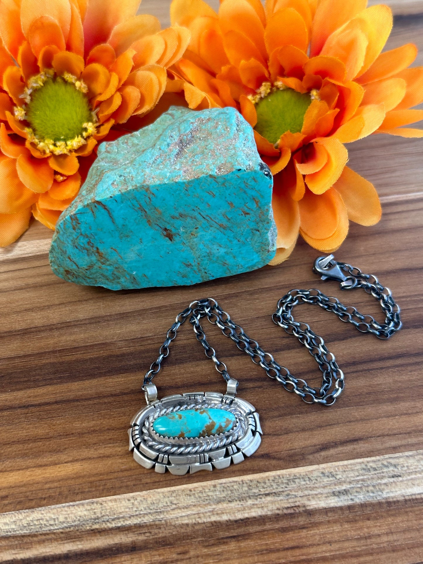 Kingman Turquoise Oval Sterling Silver Necklace