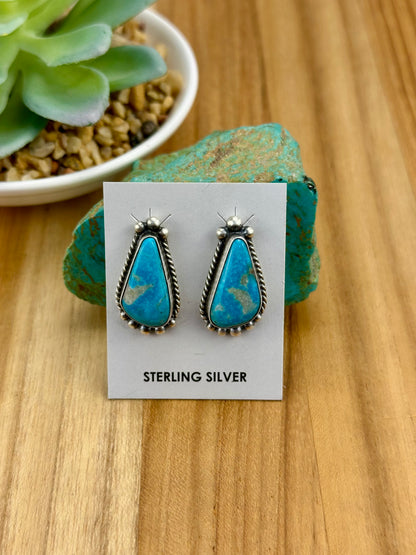 Kingman Turquoise Teardrop Studs