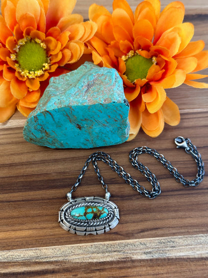 Kingman Turquoise Oval Sterling Silver Necklace