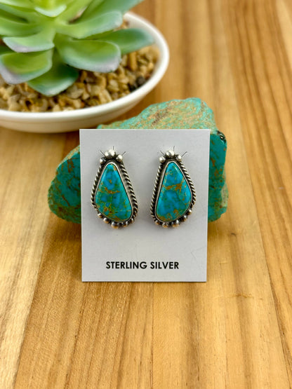 Kingman Turquoise Triangle Sterling Studs