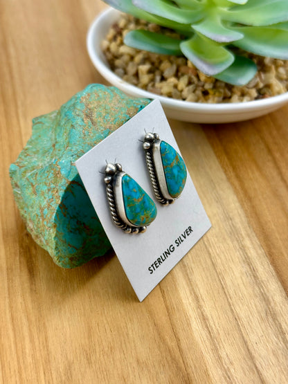 Kingman Turquoise Triangle Sterling Studs