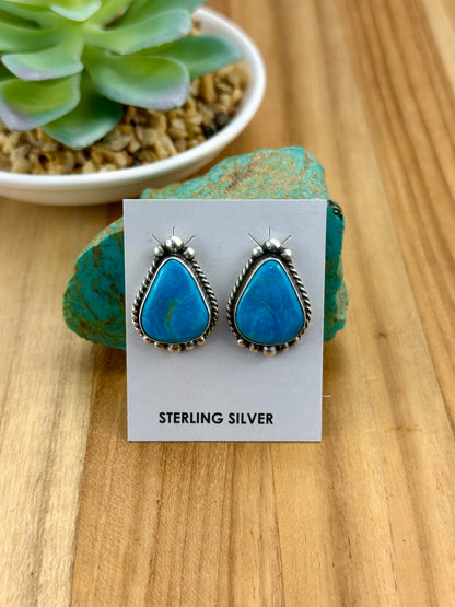 Kingman Turquoise Triangle Sterling Studs