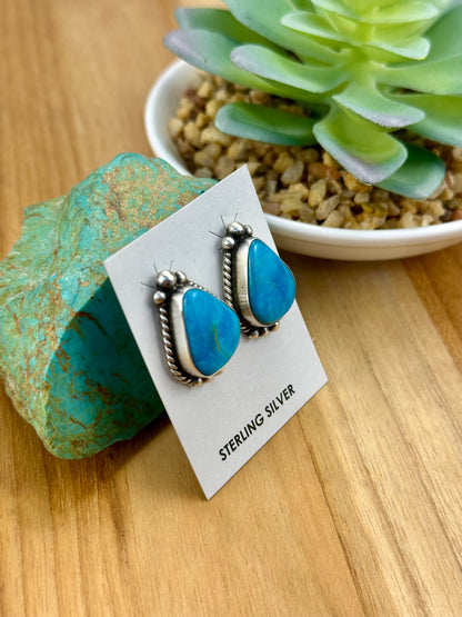 Kingman Turquoise Triangle Sterling Studs