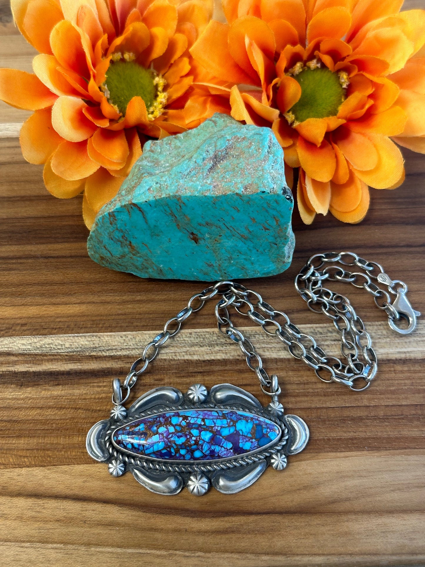 Purple Mojave Oval Sterling Silver Necklace