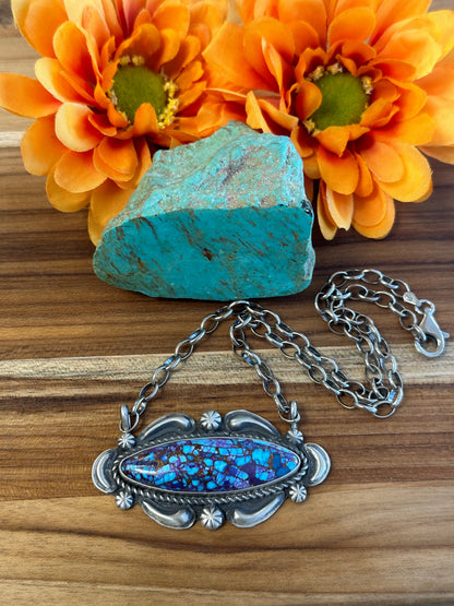Purple Mojave Oval Sterling Silver Necklace