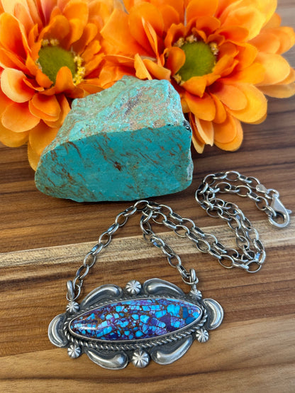 Purple Mojave Oval Sterling Silver Necklace