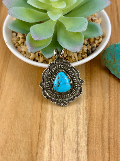 Kingman Web Turquoise Sterling Pendant