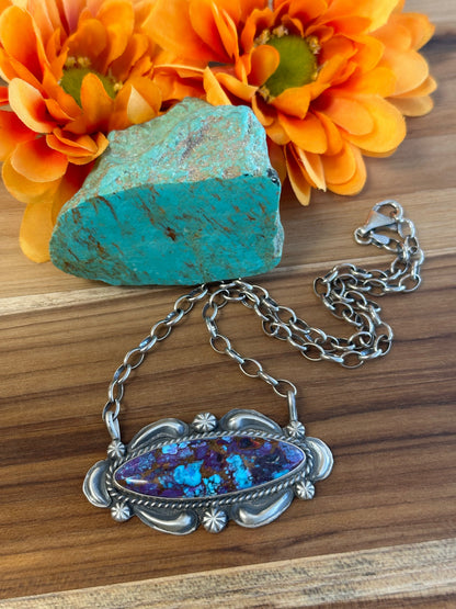 Purple Mojave Oval Sterling Silver Necklace